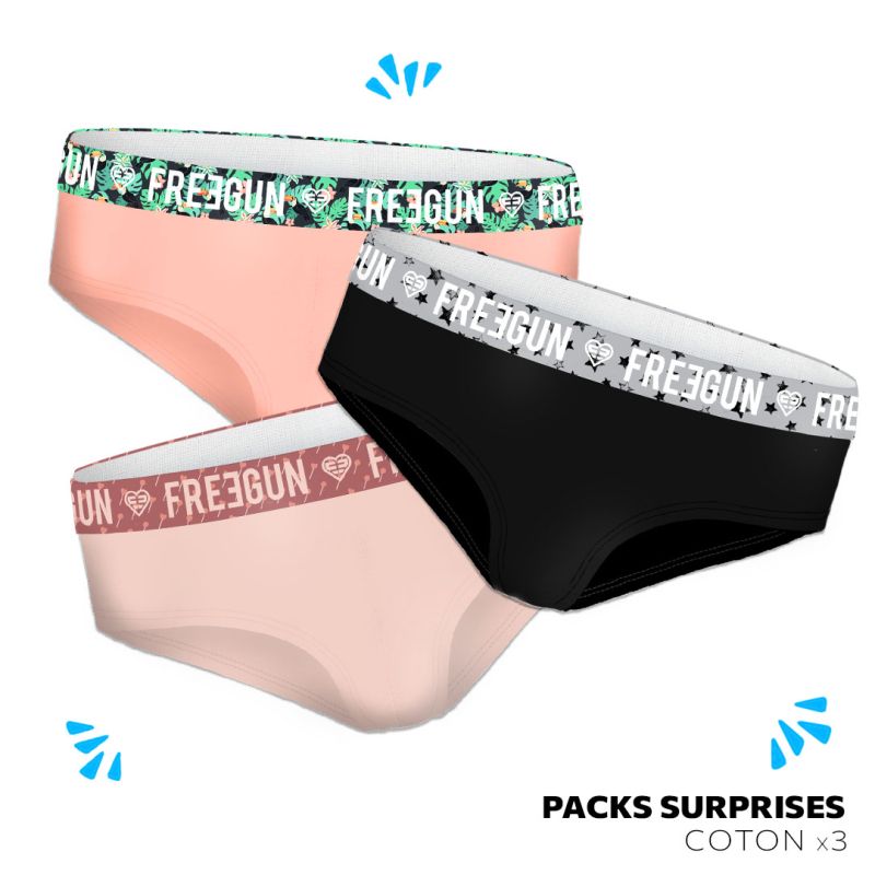 Freegun Pack Surprise De 3 Boxers En Coton Pour Femme