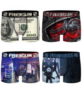Pack of 4 men's Dollars, Heart, USA Building, Neo Space Boxers