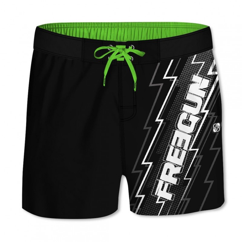 Boardshort Freegun court garçon ceinture demi-élastiquée Eclair Freegun - 1