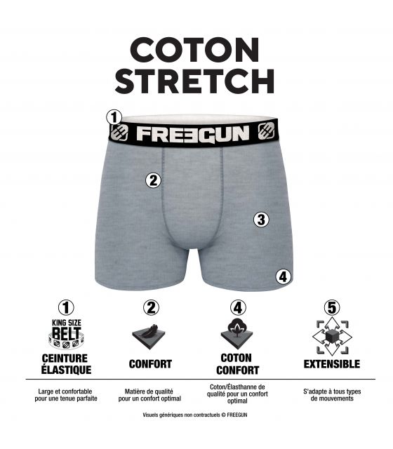 FREEGUN Lot De 6 Boxers Garçon Coton Stretch – Sous-vêtements Confortables Et Colorés Pour Enfant