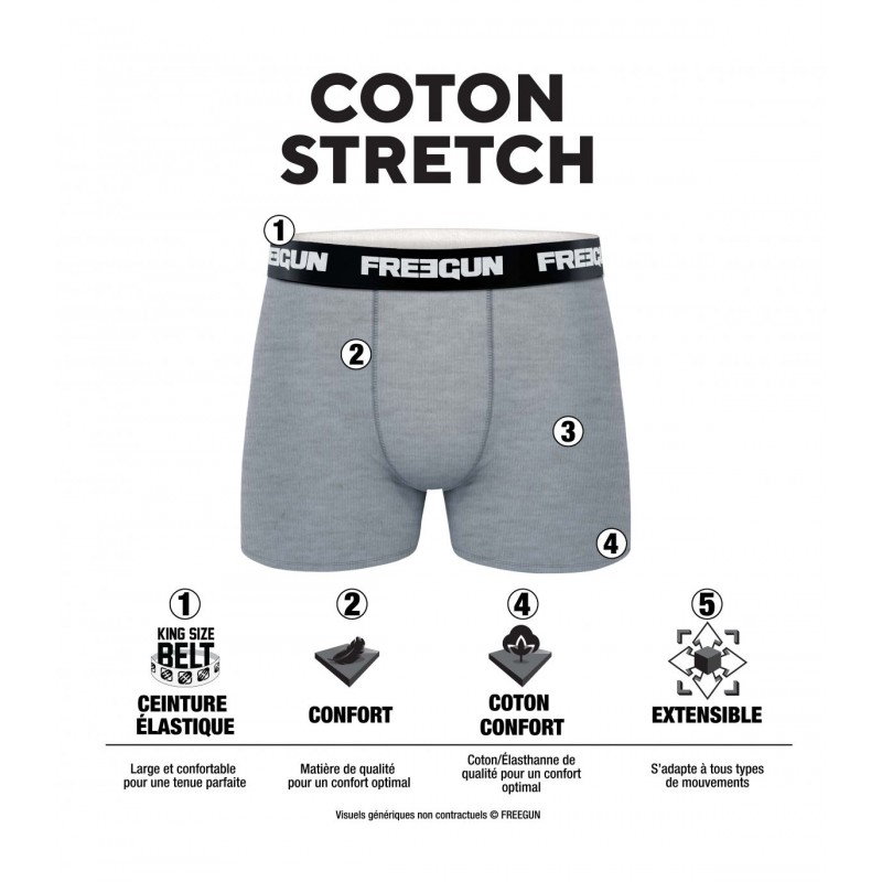 Pack Surprise de 6 Boxers Freegun coton homme Freegun - 5