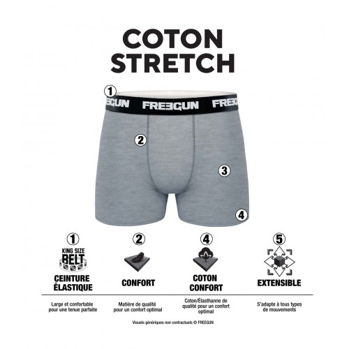Lot de 6 Boxers Freegun homme coton Bleu Freegun - 2