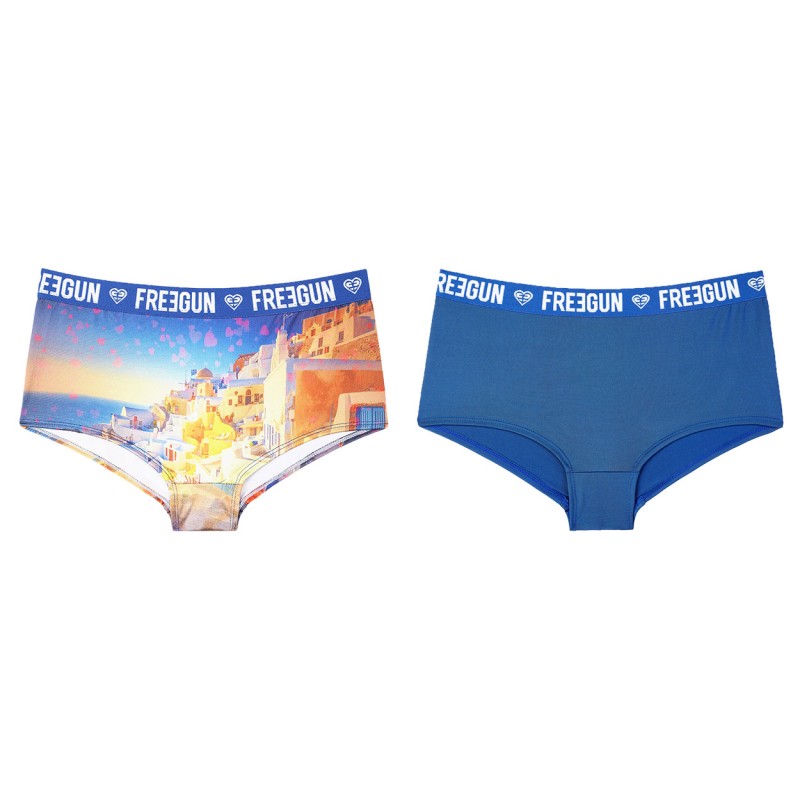 Lot de 2 shortys fille Romantic Cities Bleu Freegun - 1