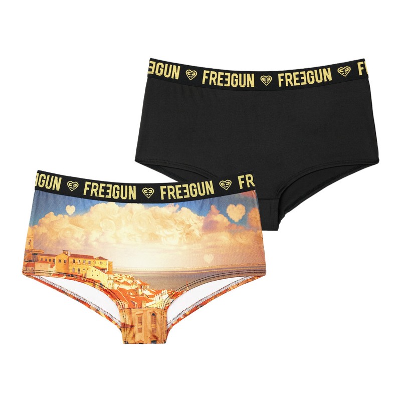 Lot de 2 shortys fille Romantic Cities Orange Freegun - 2