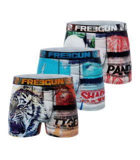 Lot de 3 boxers Freegun garçon en polyester recyclé Savage Animals Freegun - 1