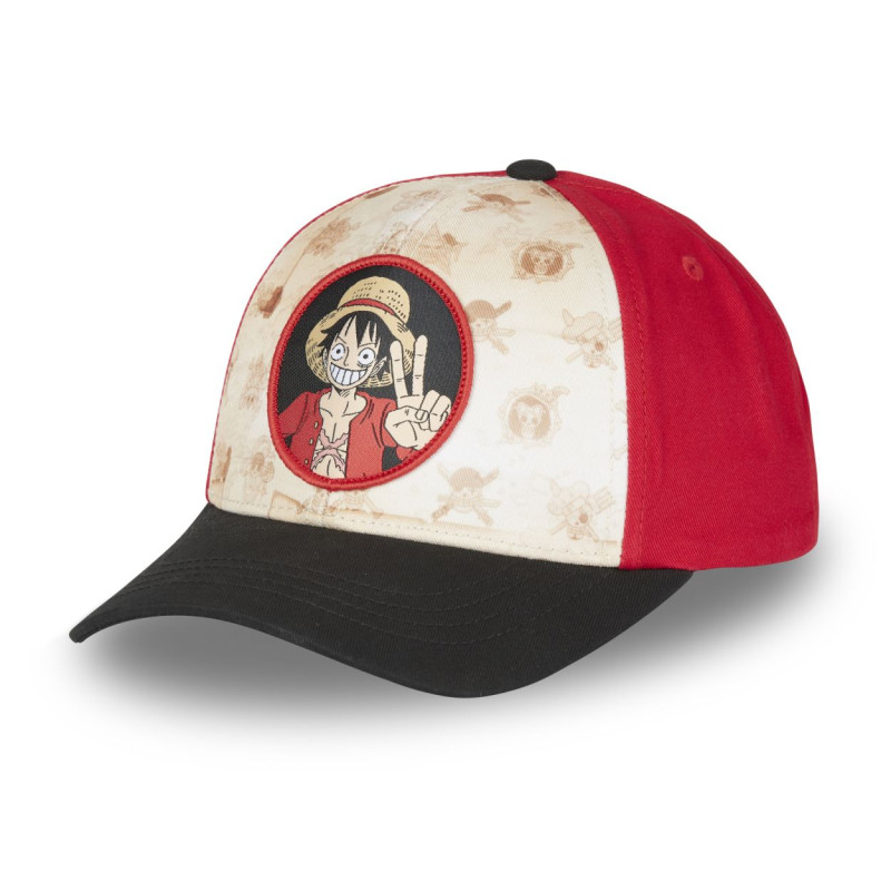 Casquette adulte baseball Freegun beige et rouge fermeture snapback One Piece Luffy Freegun - 1