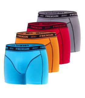Lot de 4 boxers Freegun Aktiv rouge, gris, bleu, orange en coton homme Freegun - 1