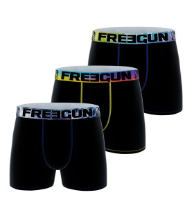 Lot de 3 boxers noirs enfant microfibre Uni Rainbow Freegun - 1