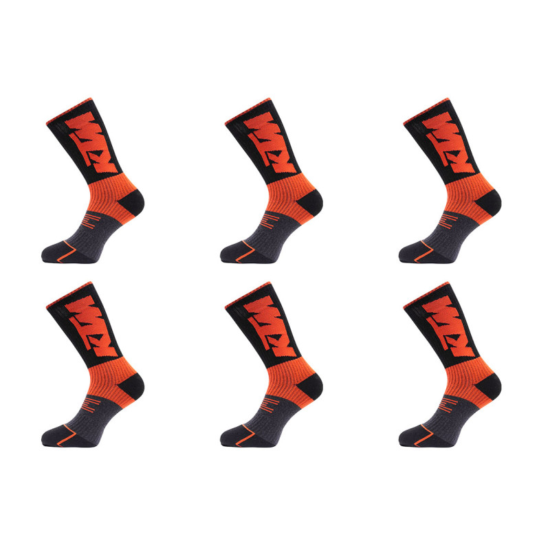 Lot de 6 paires de chaussettes tennis homme sport noir, orange KTM KTM - 1