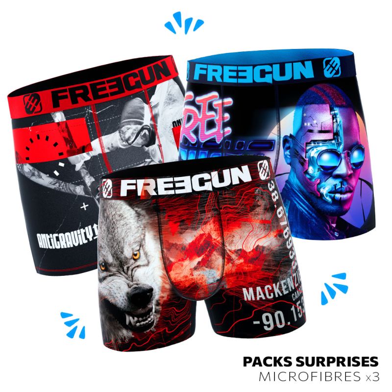 freegun Pack Surprise de 3 Boxers Freegun garçon