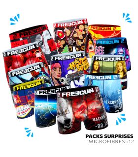 Surprise Pack of 12 Children's Microfiber Boxers Freegun - 1
