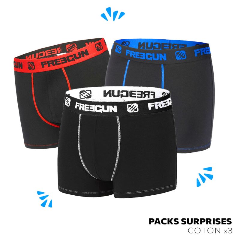 freegun Pack Surprise de 3 Boxers Freegun coton garçon