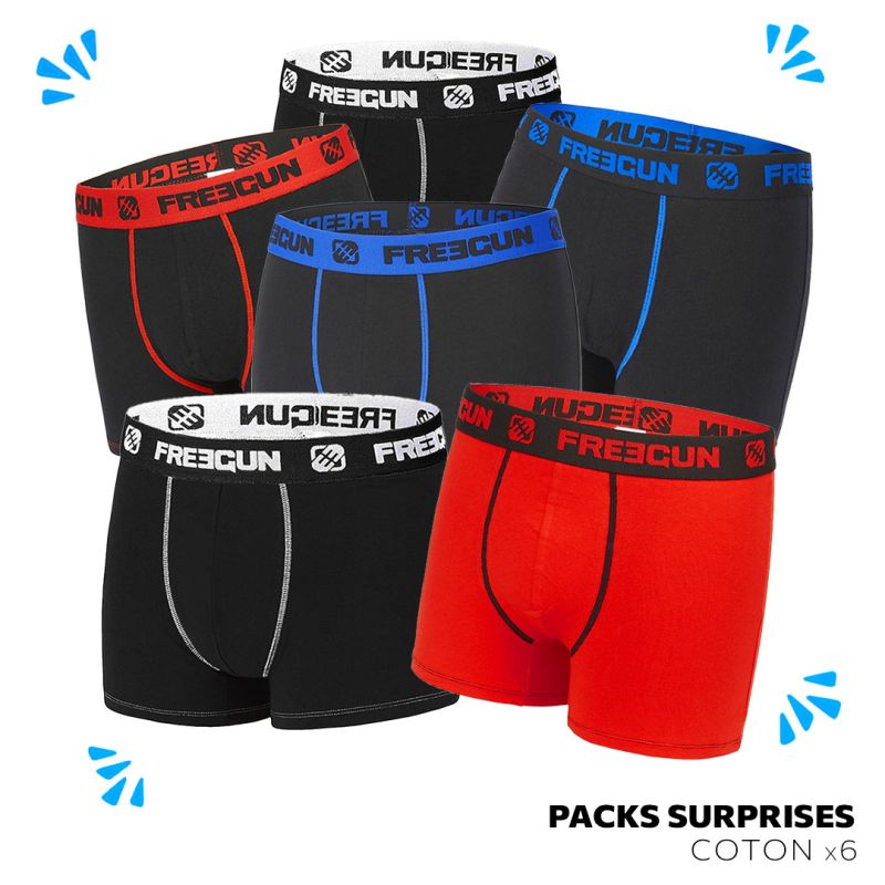 Pack Surprise de 6 Boxers Freegun coton homme Freegun - 1