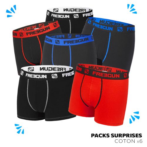 Pack Surprise de 6 Boxers Freegun coton homme Freegun - 1
