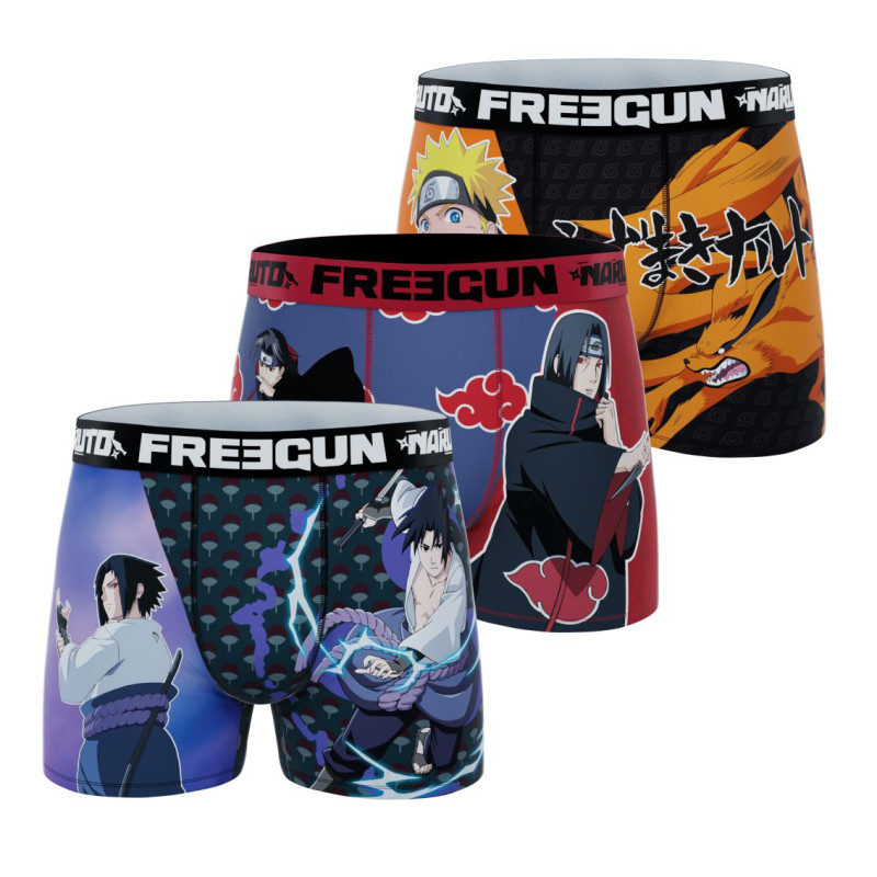freegun Lot de 3 Boxers Microfibre homme Naruto Shippuden Imprimé