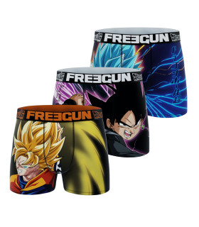 Lot de 3 Boxers Garcon Dragon Ball Super San Goku, Black Goku, Vegeto, Microfibre | FREEGUN Freegun - 1