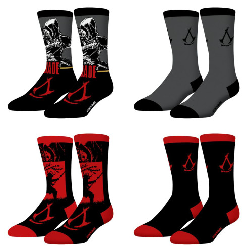 Lot de 4 Paires de Chaussettes homme Tennis Assassin's Creed Imprimé - Freegun