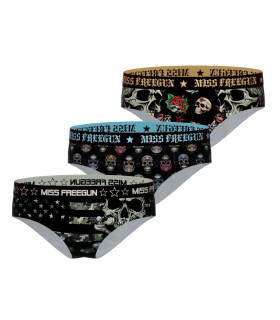 Lot de 3 Boxers Microfibre femme Confort Stretch Imprimé Skull | FREEGUN