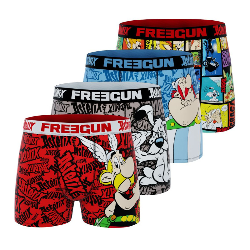 freegun Lot de 4 Boxers Microfibre garcon Asterix Et Obelix Imprimé