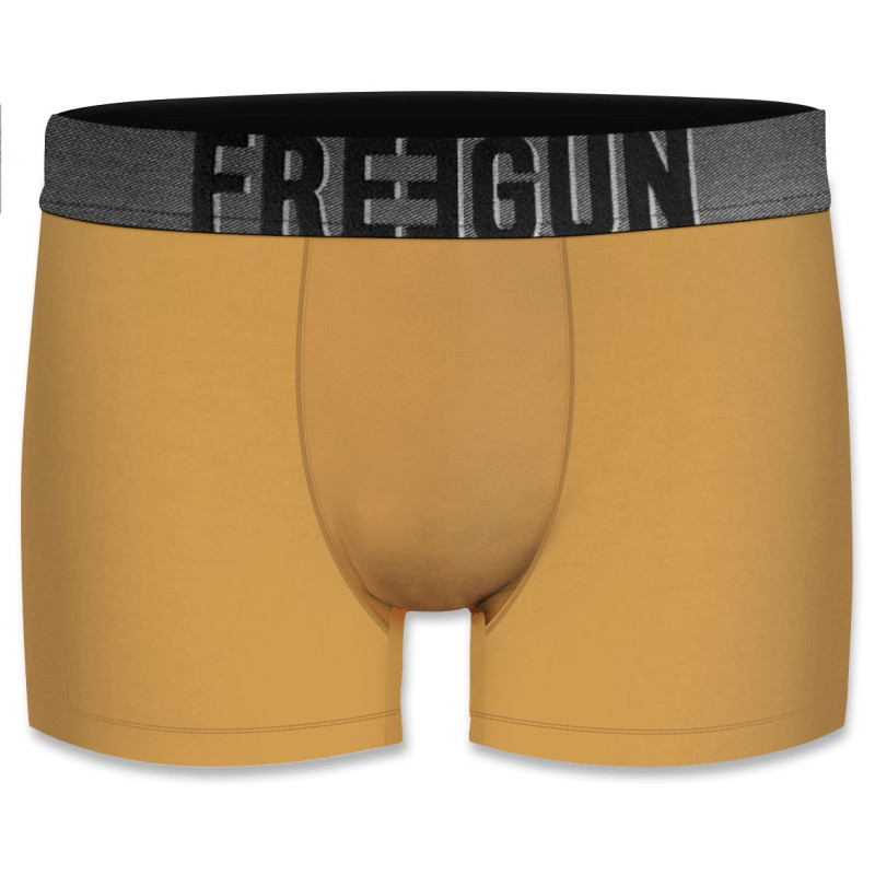 Lot de 4 Boxers Microfibre Homme Bleu, Gris, Noir, Moutarde, Confort, Respirant, Stretch Uni Karl | FREEGUN