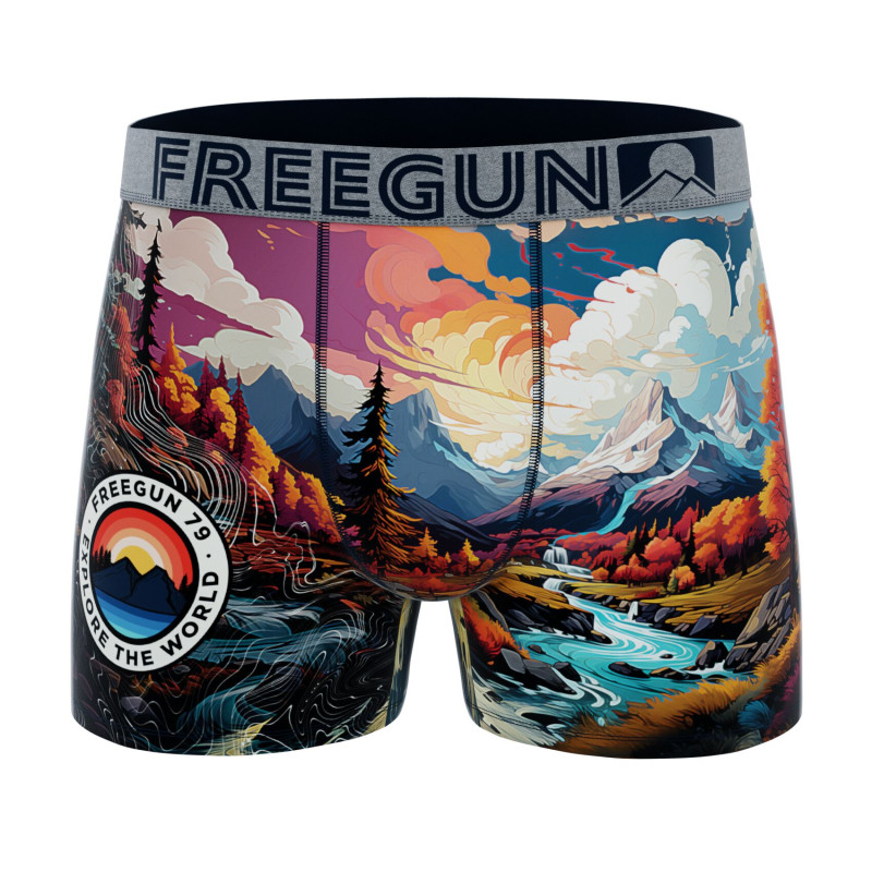 Lot de 4 Boxers Microfibre homme Confort, Respirant, Stretch Imprimé Nature Garantie 2 ans | FREEGUN