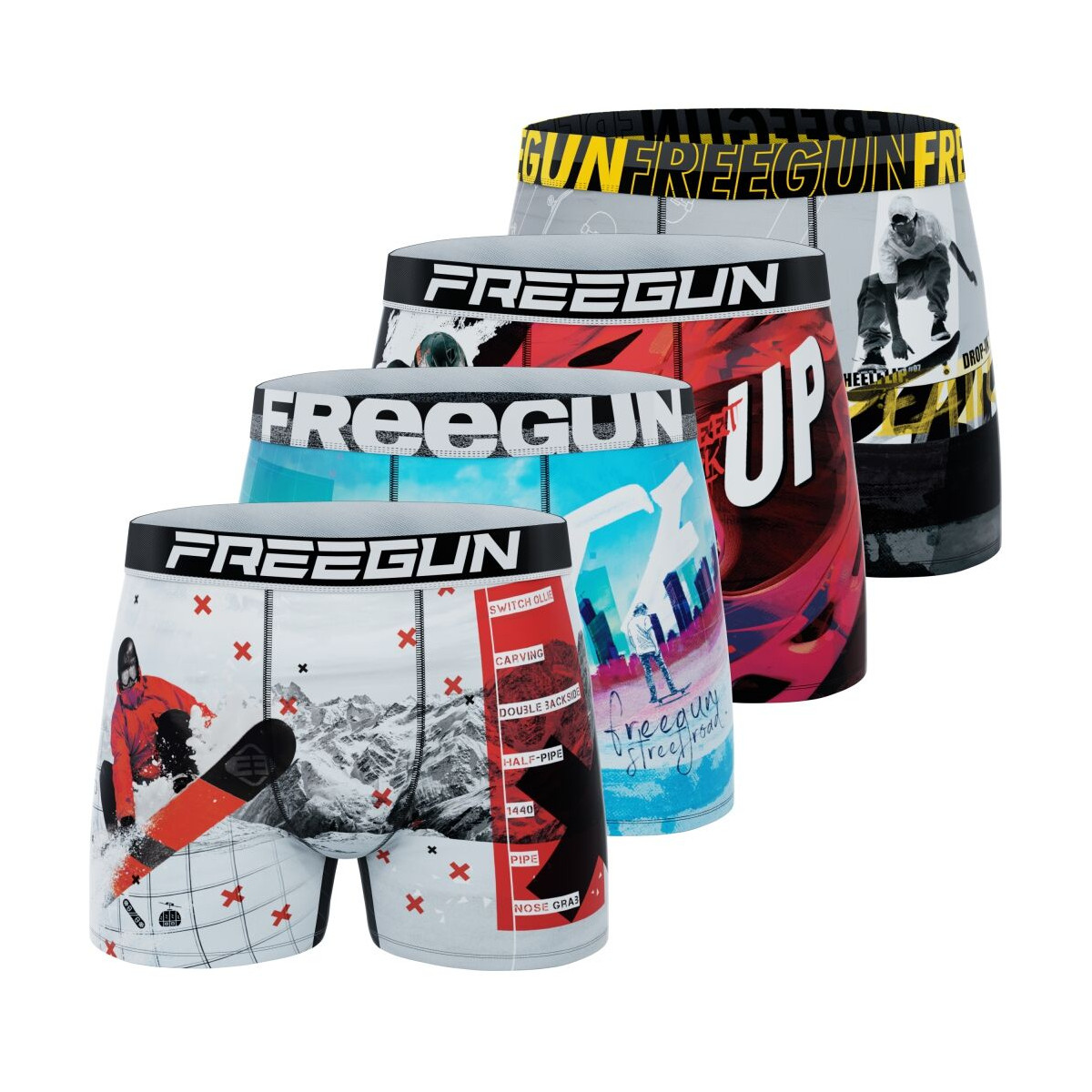Lot de 4 Boxers Microfibre homme Imprimé Xtreme Garantie 2 ans | FREEGUN