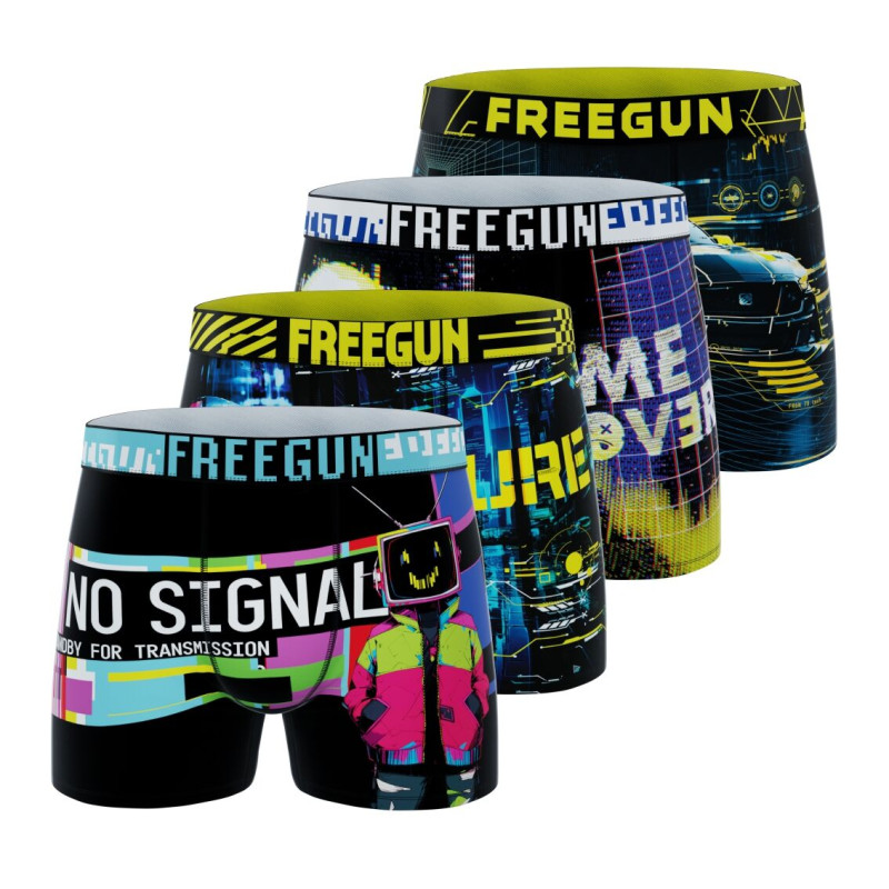 Lot de 4 Boxers Microfibre homme Confort, Respirant, Stretch Imprimé Gaming Garantie 2 ans | FREEGUN