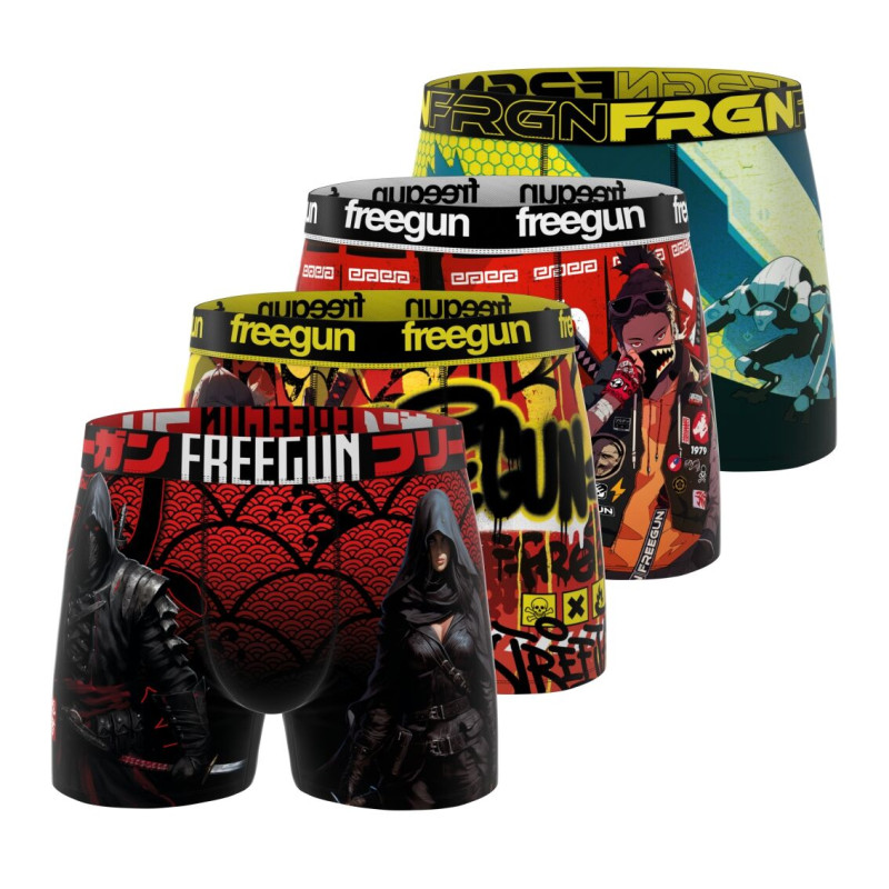 Lot de 4 Boxers Microfibre homme Confort, Respirant, Stretch Imprimé Gaming Garantie 2 ans | FREEGUN