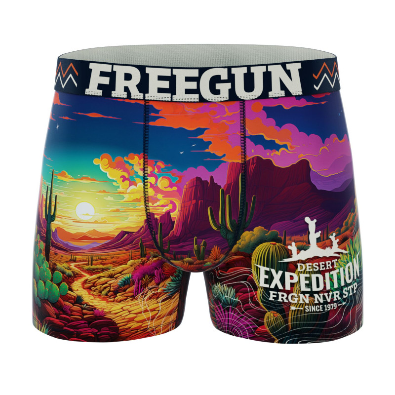 Lot de 4 Boxers Microfibre garcon Confort, Respirant, Stretch Imprimé Nature Garantie 2 ans | FREEGUN