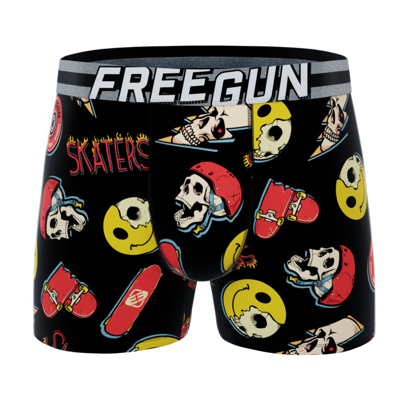 Lot de 4 Boxers Microfibre garcon Imprimé Skull Garantie 2 ans | FREEGUN
