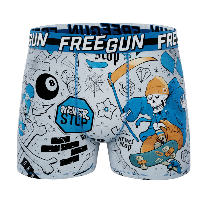 Lot de 4 Boxers Microfibre garcon Imprimé Skull Garantie 2 ans | FREEGUN