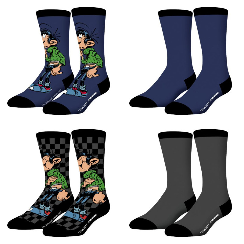 Lot de 4 Paires de Chaussettes homme Gaston La Gaffe  Imprimé - Freegun