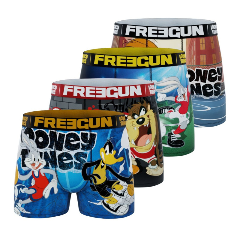 Lot de 4 Boxers Microfibre homme Looney Tunes Bugs Bunny, Taz, Titi, Daffy Duck Imprimé | FREEGUN