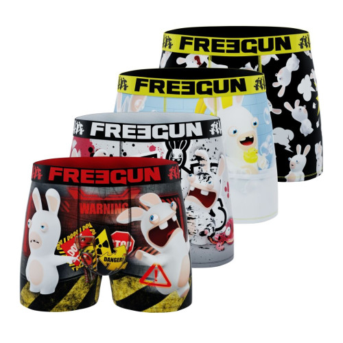 Lot de 4 Boxers Microfibre homme Lapins Crétins Imprimé | FREEGUN