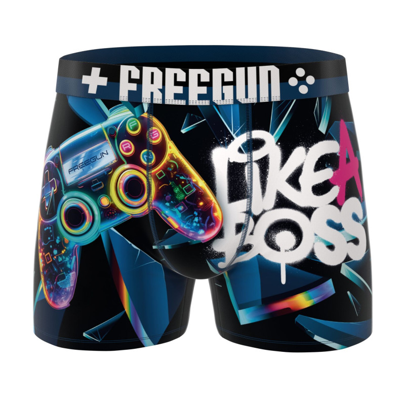 Lot de 4 Boxers Microfibre garcon Confort, Respirant, Stretch Imprimé Gaming Garantie 2 ans | FREEGUN