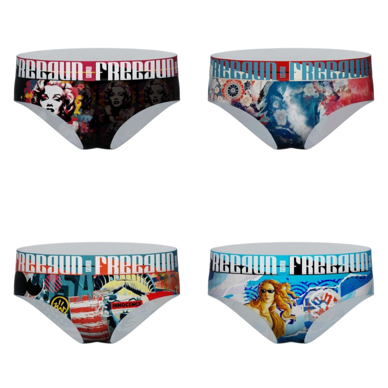 Lot de 4 Culottes Microfibre femme Imprimé Pop Art | FREEGUN