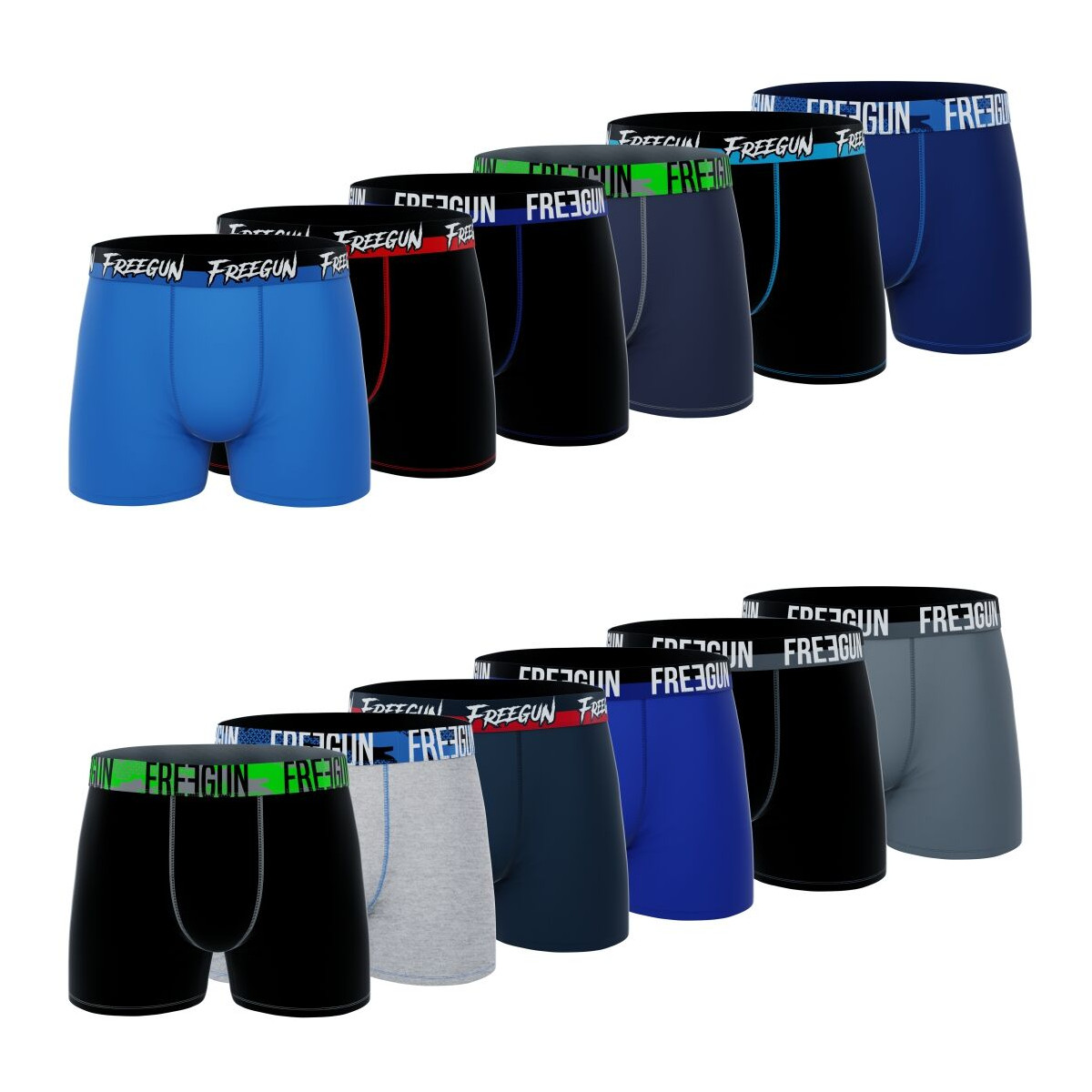 Pack Surprise de 12 Boxers Freegun coton homme