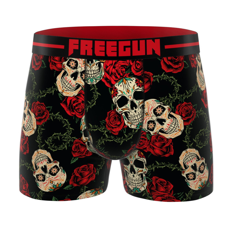 Lot de 4 Boxers Microfibre homme Confort, Respirant, Stretch Imprimé Skull Garantie 2 ans | FREEGUN