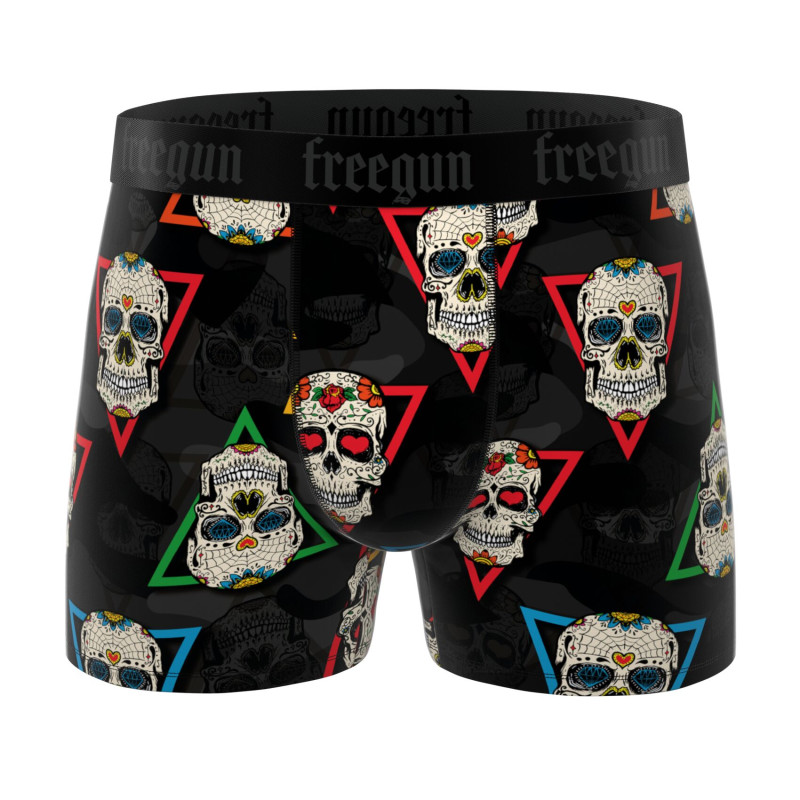 Lot de 4 Boxers Microfibre homme Confort, Respirant, Stretch Imprimé Skull Garantie 2 ans | FREEGUN