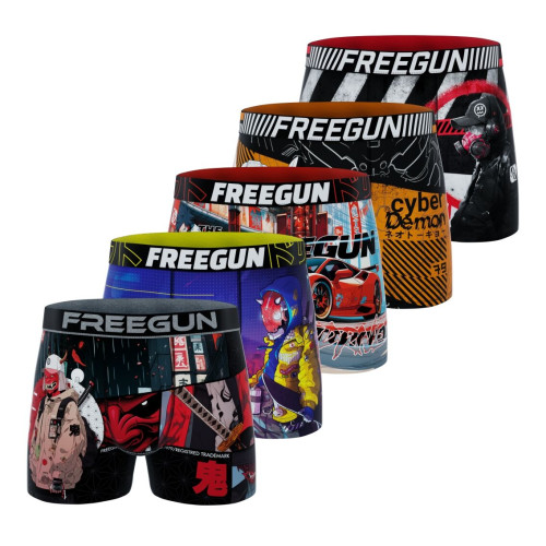 Lot de 5 Boxers Microfibre garcon Confort, Respirant, Stretch Imprimé Street Garantie 2 ans | FREEGUN