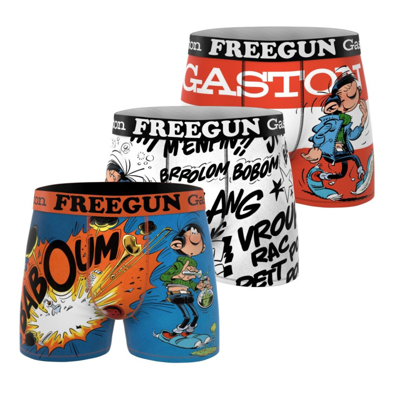 Lot de 3 Boxers Microfibre homme Gaston La Gaffe Gaston Lagaffe Imprimé | FREEGUN