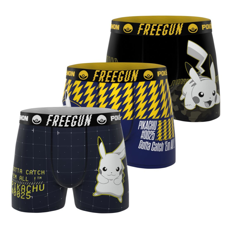 Lot de 3 Boxers Microfibre homme Pokemon Pikachu Imprimé | FREEGUN