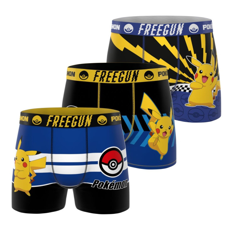 Lot de 3 Boxers Microfibre garcon Pokemon Pikachu Imprimé | FREEGUN