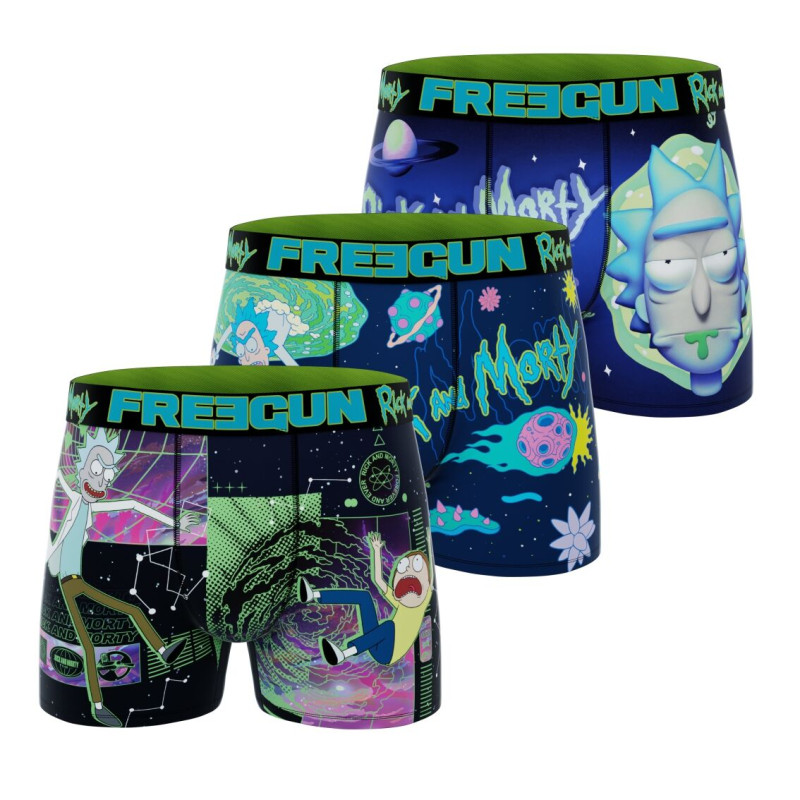 Lot de 3 Boxers Microfibre homme Rick Et Morty Imprimé | FREEGUN