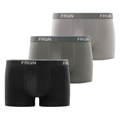 Lot de 3 Boxers Coton noir, gris foncé, gris clair homme Ceinture fine Uni | FRGN