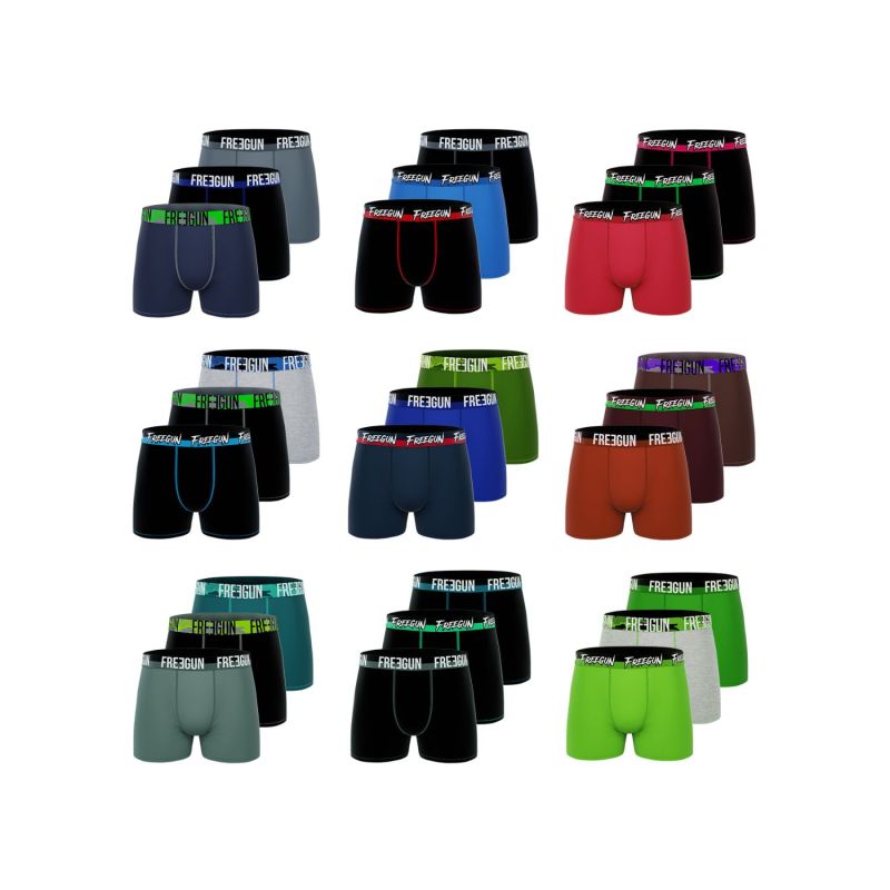 Pack Surprise de 6 Boxers Freegun coton homme