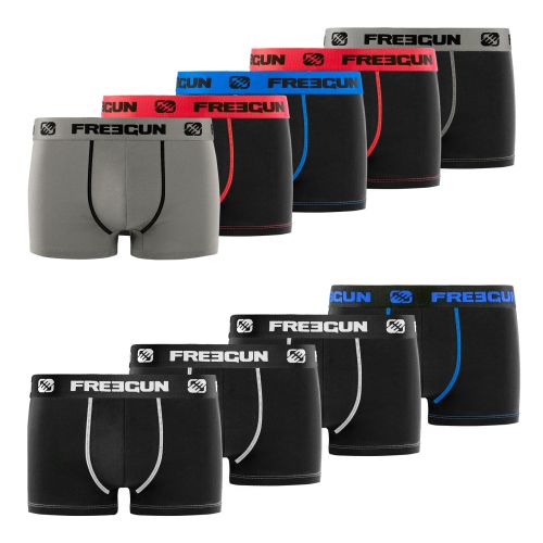 Lot de 9 Boxers Coton Stretch Garcon Uni | FREEGUN