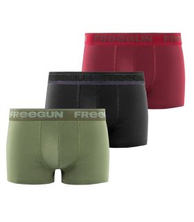 Lot de 3 boxers homme coton noir, vert, rouge Signature Pablo Freegun