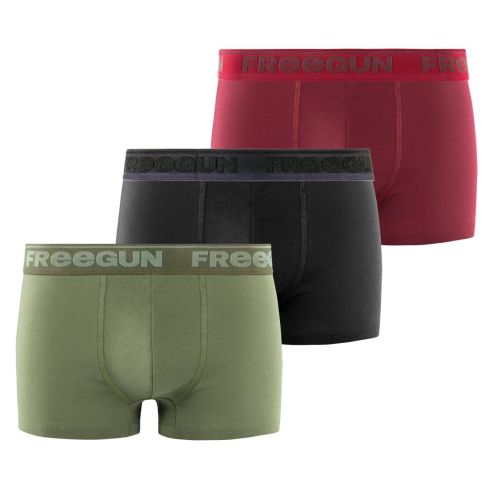 Lot de 3 boxers homme coton noir, vert, rouge Signature Pablo Freegun