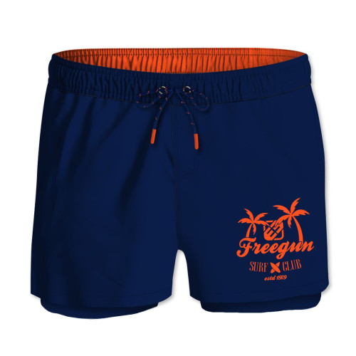 Short de bain homme Uni Poches Bleu | Freegun